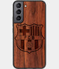 Best Wood FC Barcelona Galaxy S22 Case - Custom Engraved Cover - Engraved In Nature