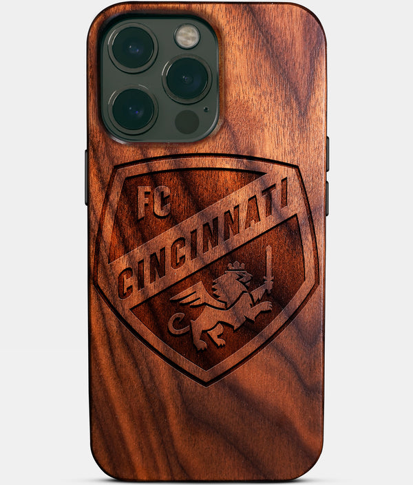 Custom FC Cincinnati iPhone 14/14 Pro/14 Pro Max/14 Plus Case - Wood FC Cincinnati Cover - Eco-friendly FC Cincinnati iPhone 14 Case - Carved Wood Custom FC Cincinnati Gift For Him - Monogrammed Personalized iPhone 14 Cover By Engraved In Nature