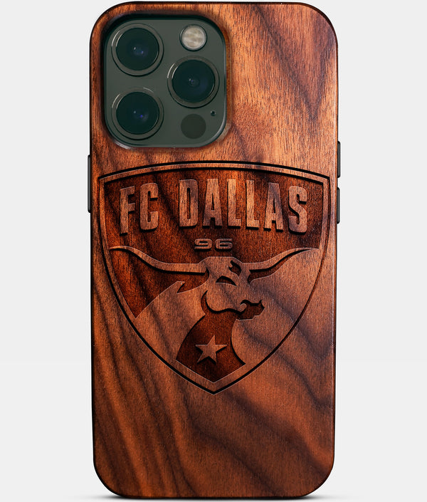 Custom FC Dallas iPhone 14/14 Pro/14 Pro Max/14 Plus Case - Wood FC Dallas Cover - Eco-friendly FC Dallas iPhone 14 Case - Carved Wood Custom FC Dallas Gift For Him - Monogrammed Personalized iPhone 14 Cover By Engraved In Nature