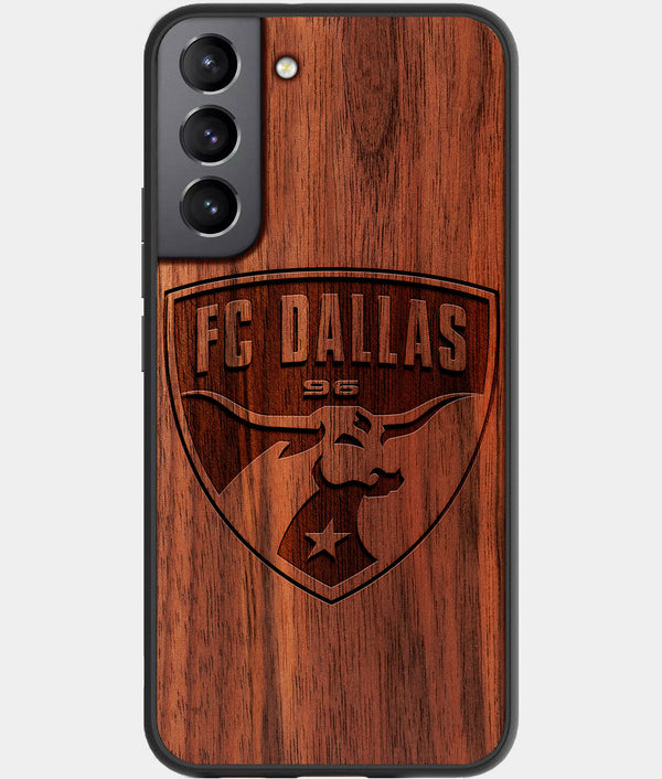 Best Walnut Wood FC Dallas Galaxy S21 FE Case - Custom Engraved Cover - Engraved In Nature