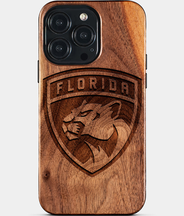 Custom Florida Panthers iPhone 15/15 Pro/15 Pro Max/15 Plus Case - Wood Panthers Cover - Eco-friendly Florida Panthers iPhone 15 Case - Carved Wood Custom Florida Panthers Gift For Him - Monogrammed Personalized iPhone 15 Cover By Engraved In Nature