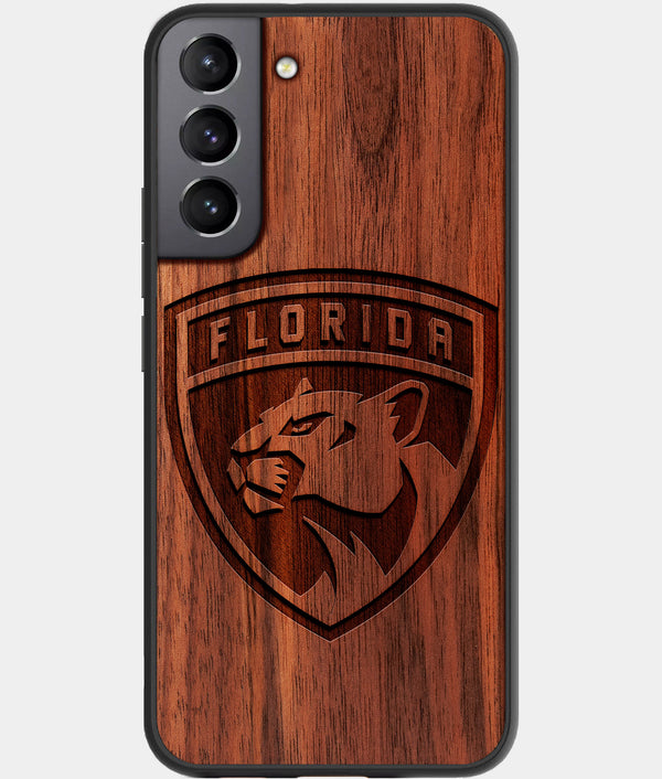 Best Walnut Wood Florida Panthers Galaxy S21 FE Case - Custom Engraved Cover - Engraved In Nature