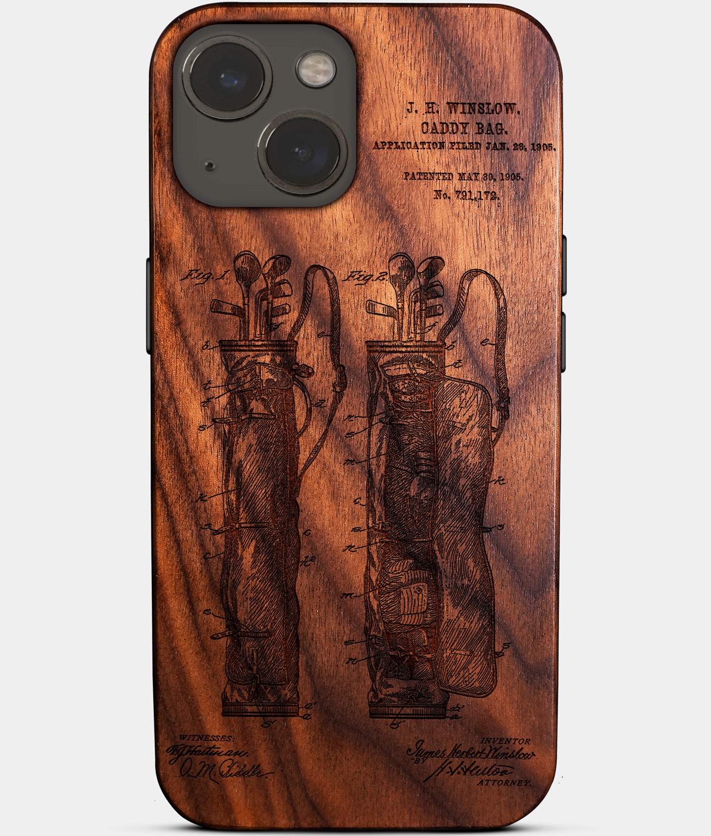 Custom Golf iPhone 14 Plus Cases Golf Bag Personalized Golf Gifts For Men 2022 Best Golf Christmas Gifts Best Country Club Gifts Carved Wood Unusual Golf Gift For Him Monogrammed iPhone 14 Plus Covers