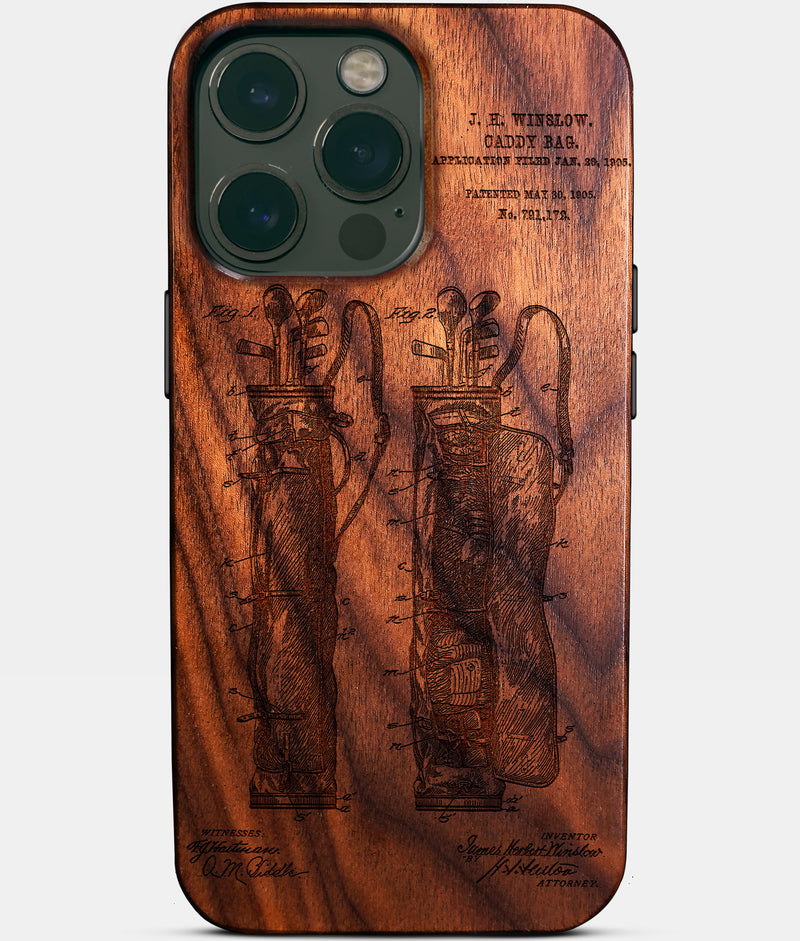 Custom Golf iPhone 14 Pro Max Cases Golf Bag Personalized Golf Gifts For Men 2022 Best Golf Christmas Gifts Best Country Club Gifts Carved Wood Unusual Golf Gift For Him Monogrammed iPhone 14 Pro Max Covers