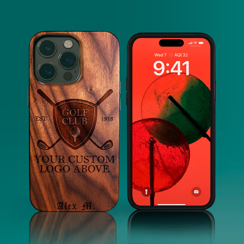 Custom Golf iPhone Cases - Company Golf Gifts, Golf Tour business Tournament Gifts - 2022 golf Christmas Gifts - Best Country Club Gifts - Eco-friendly Monogrammed unusual Golf iPhone 14 | iPhone 14 Pro | 14 Plus Covers By Engraved In Nature