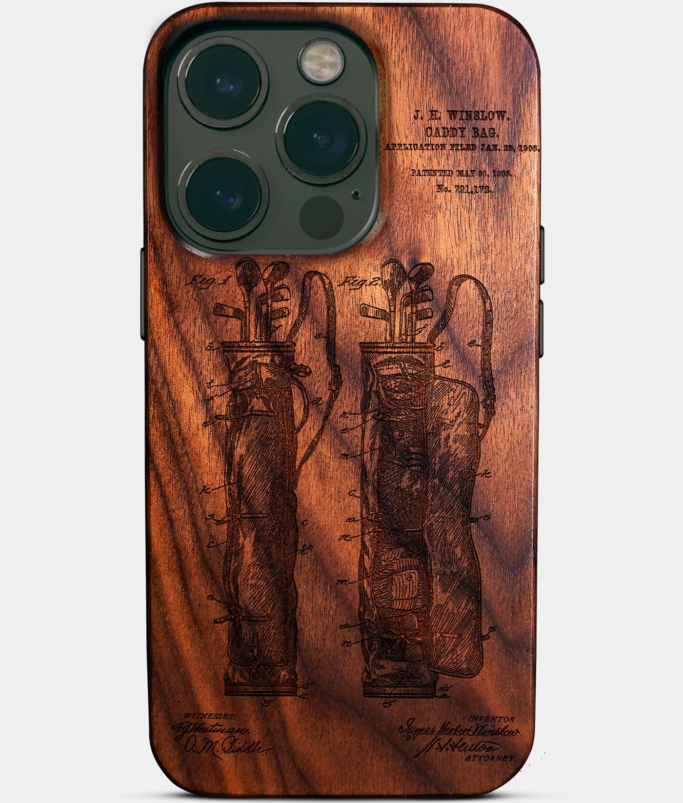 Custom Golf iPhone 16 Pro Cases Golf Bag Personalized Golf Gifts For Men 2025 Best Golf Christmas Gifts Best Country Club Gifts Carved Wood Unusual Golf Gift For Him Monogrammed iPhone 16 Pro Covers