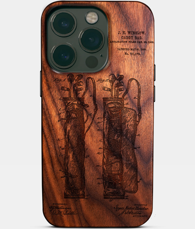 Custom Golf iPhone 16 Pro Cases Golf Bag Personalized Golf Gifts For Men 2025 Best Golf Christmas Gifts Best Country Club Gifts Carved Wood Unusual Golf Gift For Him Monogrammed iPhone 16 Pro Covers