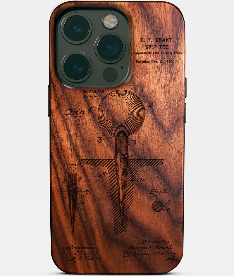 Custom Golf iPhone 16 Pro Cases Golf Tee Personalized Golf Gifts For Men 2025 Best Golf Christmas Gifts Best Country Club Gifts Carved Wood Unusual Golf Gift For Him Monogrammed iPhone 16 Pro Covers