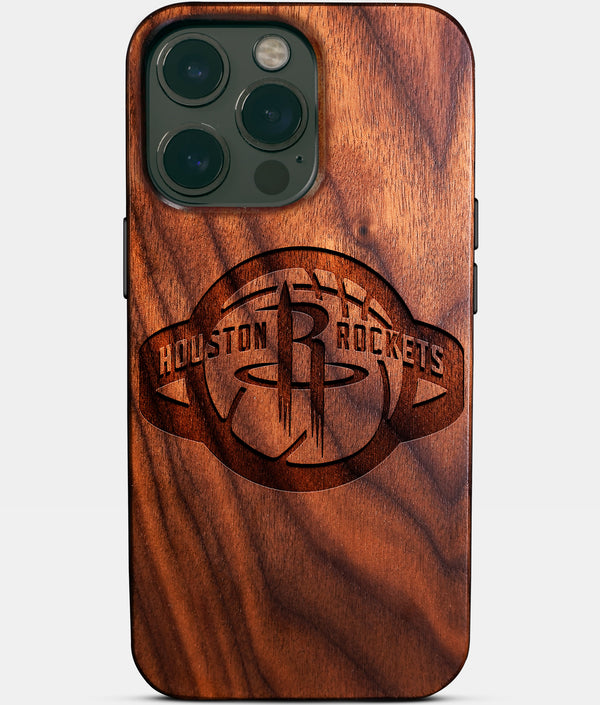 Custom Houston Rockets iPhone 14/14 Pro/14 Pro Max/14 Plus Case - Wood Rockets Cover - Eco-friendly Houston Rockets iPhone 14 Case - Carved Wood Custom Houston Rockets Gift For Him - Monogrammed Personalized iPhone 14 Cover By Engraved In Nature
