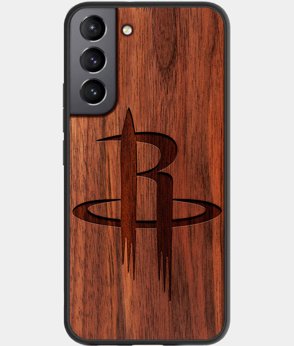 Best Walnut Wood Houston Rockets Galaxy S21 FE Case - Custom Engraved Cover - Engraved In Nature