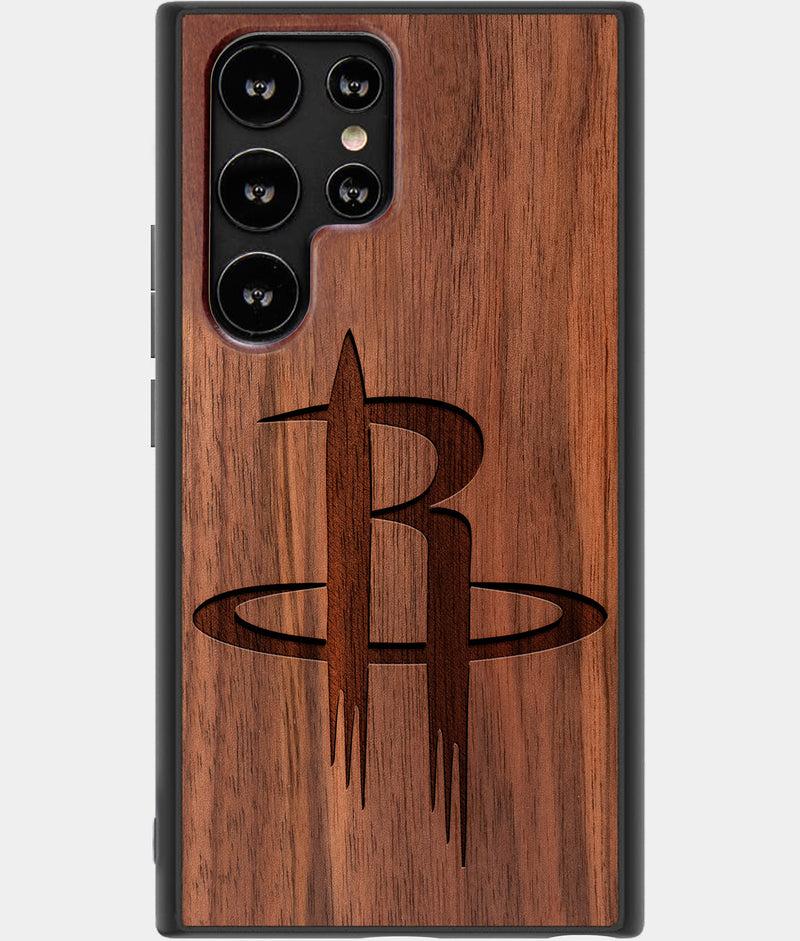 Best Wood Houston Rockets Samsung Galaxy S22 Ultra Case - Custom Engraved Cover - Engraved In Nature