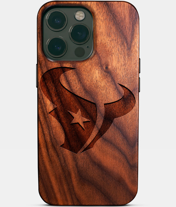 Custom Houston Texans iPhone 14/14 Pro/14 Pro Max/14 Plus Case - Wood Texans Cover - Eco-friendly Houston Texans iPhone 14 Case - Carved Wood Custom Houston Texans Gift For Him - Monogrammed Personalized iPhone 14 Cover By Engraved In Nature