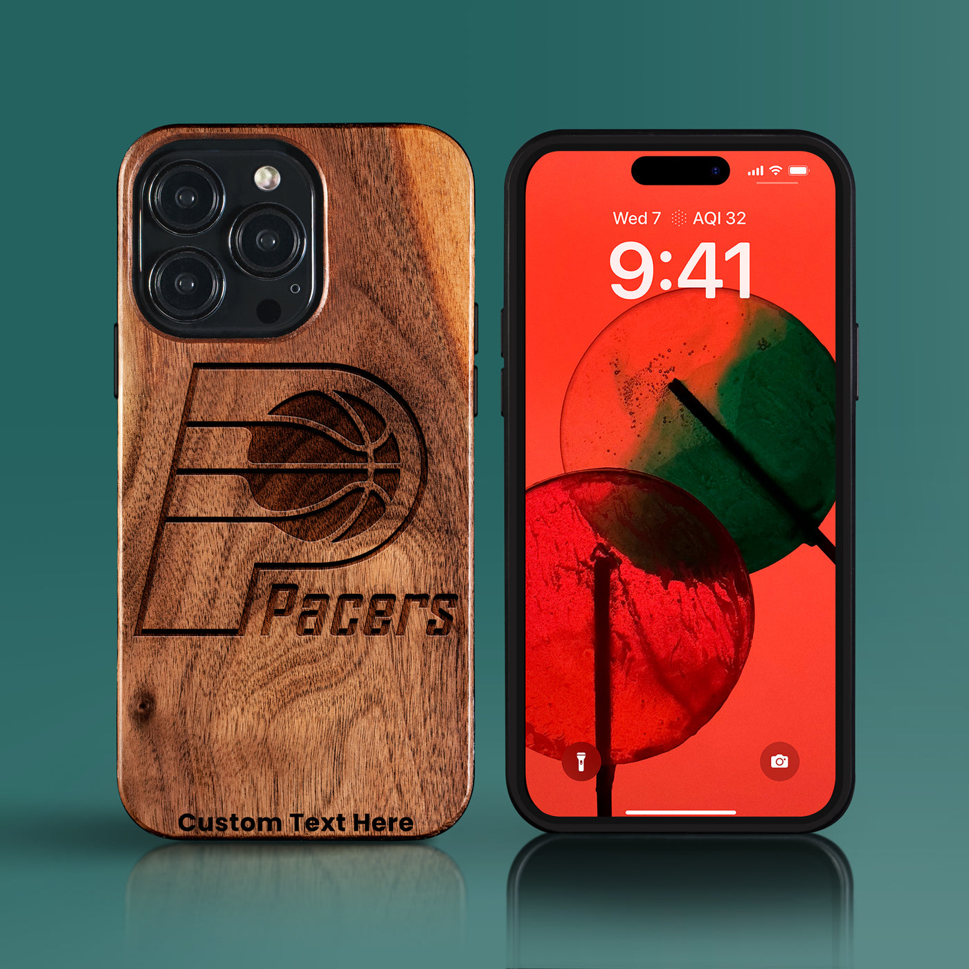 Custom Indiana Pacers iPhone 15/15 Pro/15 Pro Max/15 Plus Case - Carved Wood Pacers Cover