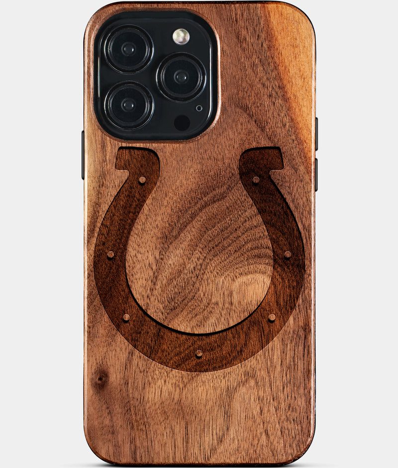 Custom Indianapolis Colts iPhone 15/15 Pro/15 Pro Max/15 Plus Case - Wood Colts Cover - Eco-friendly Indianapolis Colts iPhone 15 Case - Carved Wood Custom Indianapolis Colts Gift For Him - Monogrammed Personalized iPhone 15 Cover By Engraved In Nature