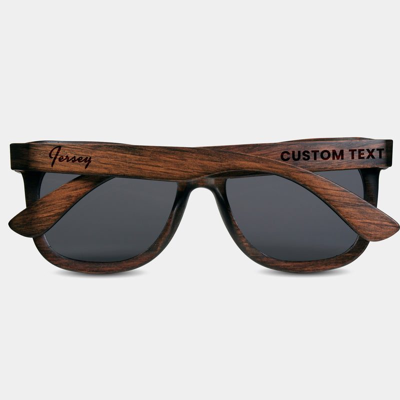 Jersey Shore New Jersey Wood Sunglasses with custom engraving. Custom Jersey Shore New Jersey Gifts For Men -  Sustainable Jersey Shore New Jersey eco friendly products - Personalized Jersey Shore New Jersey Birthday Gifts - Unique Jersey Shore New Jersey travel Souvenirs and gift shops. Jersey Shore New Jersey Wayfarer Eyewear and Shades 