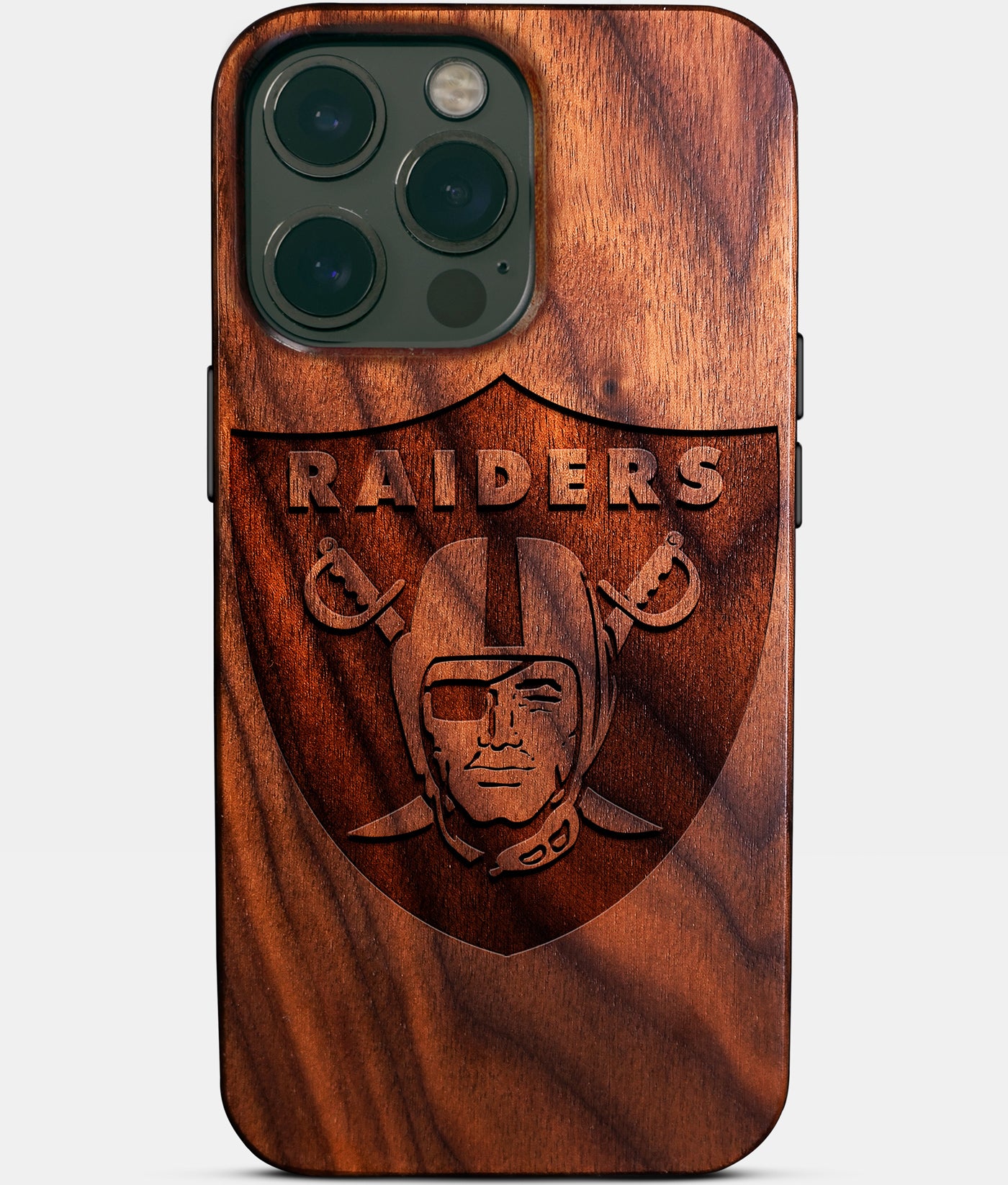 Custom Las Vegas Raiders iPhone 14/14 Pro/14 Pro Max/14 Plus Case - Wood Las Vegas Raiders Cover - Eco-friendly Las Vegas Raiders iPhone 14 Case - Carved Wood Custom Las Vegas Raiders Gift For Him - Monogrammed Personalized iPhone 14 Cover By Engraved In Nature