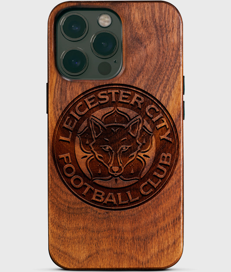 Custom Leicester City FC iPhone 14 Pro Max Cases - Leicester City FC Personalized iPhone 14 Pro Max Cover - England Football Club Leicester City FC Gifts For Men 2022 Best Leicester City FC Christmas Gifts Wood Unique Leicester City FC Gift For Him Monogrammed