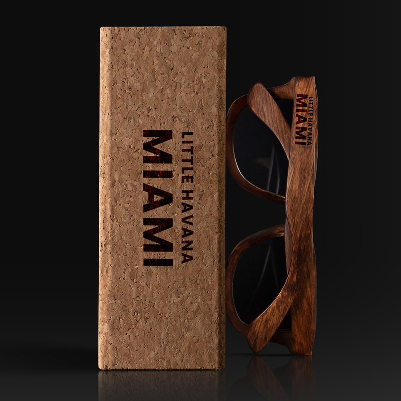 Little Havana Florida Wood Sunglasses with custom engraving. Custom Little Havana Florida Gifts For Men -  Sustainable Little Havana Florida eco friendly products - Personalized Little Havana Florida Birthday Gifts - Unique Little Havana Florida travel Souvenirs and gift shops. Little Havana Florida Wayfarer Eyewear and Shades wiith Box