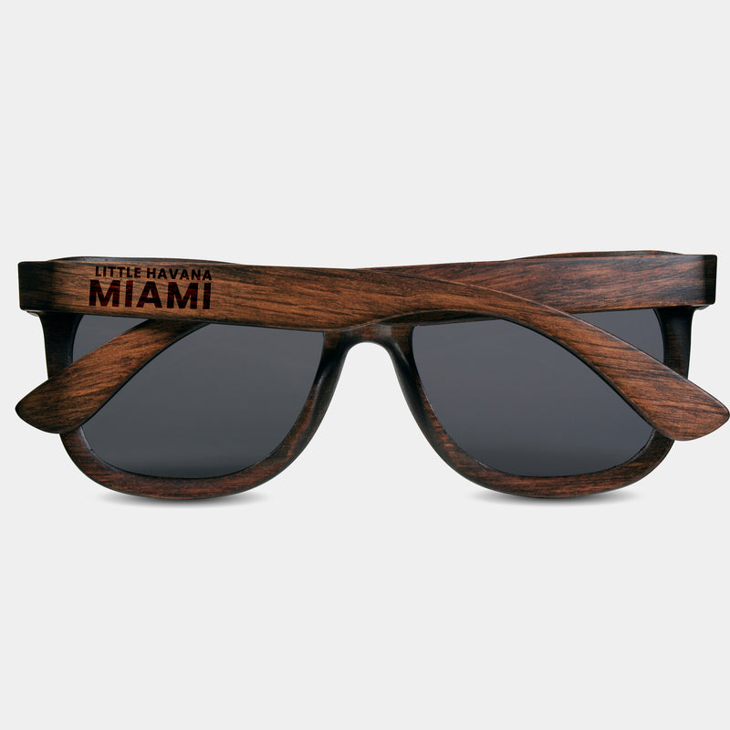 Little Havana Florida Wood Sunglasses with custom engraving.  Add Your Custom Engraving On The Right Side. Little Havana Florida Custom Gifts For Men - Little Havana Florida Sustainable Wayfarer Eyewear and Shades Front View
