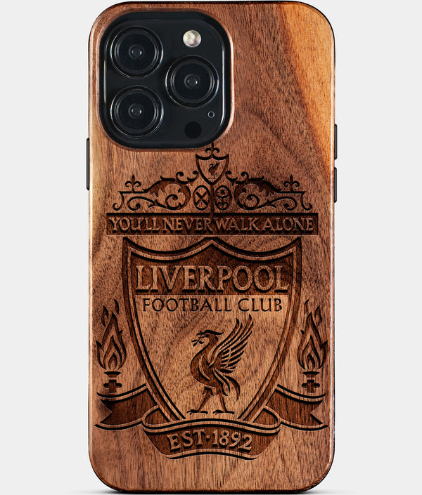 Custom Liverpool F.C. iPhone 15/15 Pro/15 Pro Max/15 Plus Case - Wood Liverpool FC Cover - Eco-friendly Liverpool FC iPhone 15 Case - Carved Wood Custom Liverpool FC Gift For Him - Monogrammed Personalized iPhone 15 Cover By Engraved In Nature