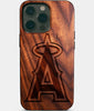 Custom Los Angeles Angels iPhone 14/14 Pro/14 Pro Max/14 Plus Case - Wood Angels Cover - Eco-friendly Los Angeles Angels iPhone 14 Case - Carved Wood Custom Los Angeles Angels Gift For Him - Monogrammed Personalized iPhone 14 Cover By Engraved In Nature