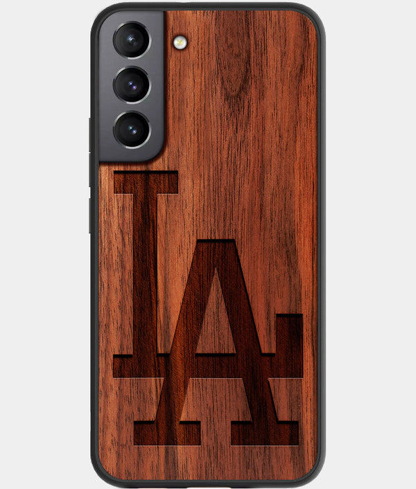 Best Walnut Wood Los Angeles Dodgers Classic Galaxy S21 FE Case - Custom Engraved Cover - Engraved In Nature