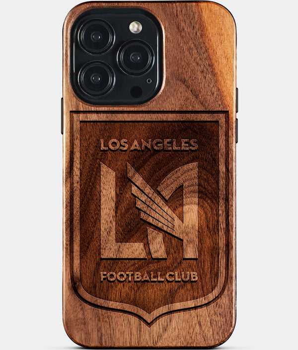 Custom Los Angeles FC iPhone 15/15 Pro/15 Pro Max/15 Plus Case - Wood Los Angeles FC Cover - Eco-friendly Los Angeles FC iPhone 15 Case - Carved Wood Custom Los Angeles FC Gift For Him - Monogrammed Personalized iPhone 15 Cover By Engraved In Nature