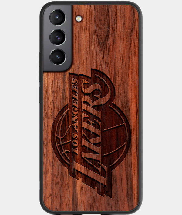 Best Walnut Wood Los Angeles Lakers Galaxy S21 FE Case - Custom Engraved Cover - Engraved In Nature
