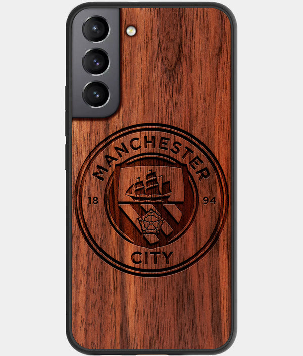 Best Walnut Wood Manchester City F.C. Galaxy S21 FE Case - Custom Engraved Cover - Engraved In Nature