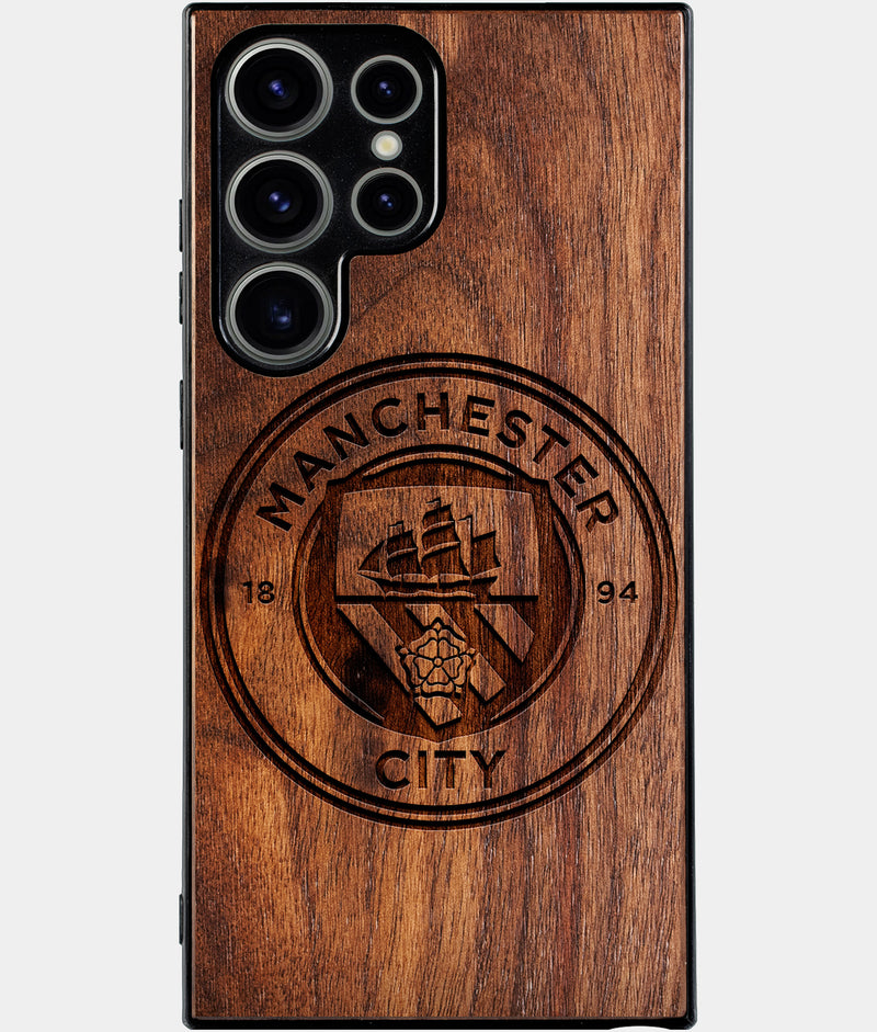 Best Wood Manchester City F.C. Samsung Galaxy S24 Ultra Case - Custom Engraved Cover - Engraved In Nature