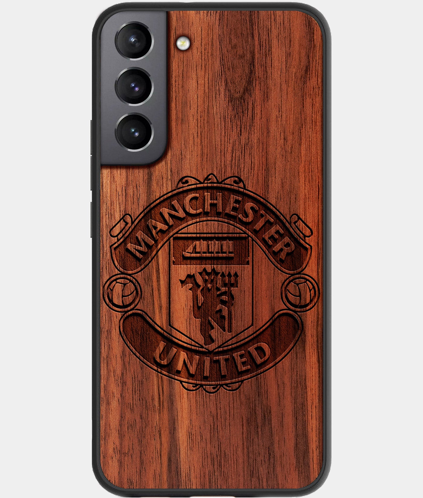 Best Walnut Wood Manchester United F.C. Galaxy S21 FE Case - Custom Engraved Cover - Engraved In Nature