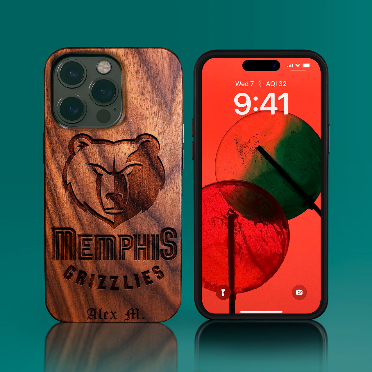 Custom Memphis Grizzlies iPhone 14/14 Pro/14 Pro Max/14 Plus Case - Carved Wood Grizzlies Cover