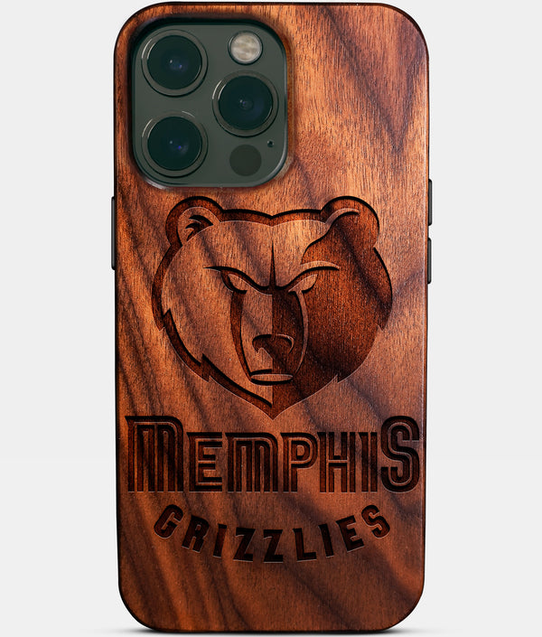 Custom Memphis Grizzlies iPhone 14/14 Pro/14 Pro Max/14 Plus Case - Wood Grizzlies Cover - Eco-friendly Memphis Grizzlies iPhone 14 Case - Carved Wood Custom Memphis Grizzlies Gift For Him - Monogrammed Personalized iPhone 14 Cover By Engraved In Nature