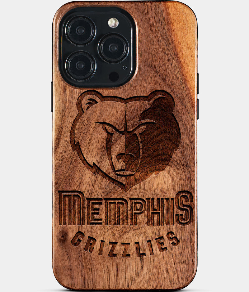 Custom Memphis Grizzlies iPhone 15/15 Pro/15 Pro Max/15 Plus Case - Wood Grizzlies Cover - Eco-friendly Memphis Grizzlies iPhone 15 Case - Carved Wood Custom Memphis Grizzlies Gift For Him - Monogrammed Personalized iPhone 15 Cover By Engraved In Nature