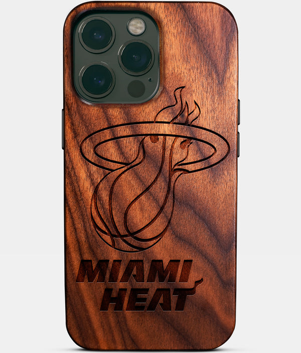 Custom Miami Heat iPhone 14/14 Pro/14 Pro Max/14 Plus Case - Wood Heat Cover - Eco-friendly Miami Heat iPhone 14 Case - Carved Wood Custom Miami Heat Gift For Him - Monogrammed Personalized iPhone 14 Cover By Engraved In Nature