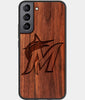 Best Wood Miami Marlins Samsung Galaxy S22 Case - Custom Engraved Cover - Engraved In Nature
