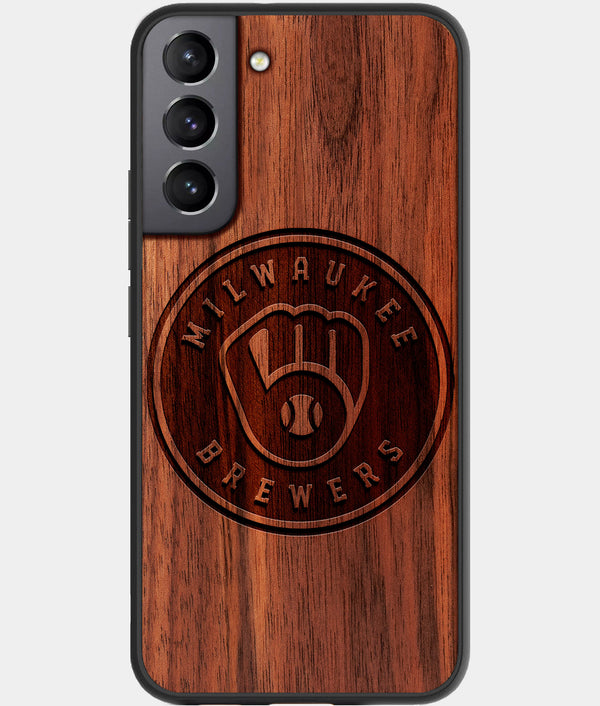 Best Walnut Wood Milwaukee Brewers Galaxy S21 FE Case - Custom Engraved Cover - Engraved In Nature
