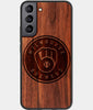 Best Wood Milwaukee Brewers Samsung Galaxy S23 Plus Case - Custom Engraved Cover - Engraved In Nature