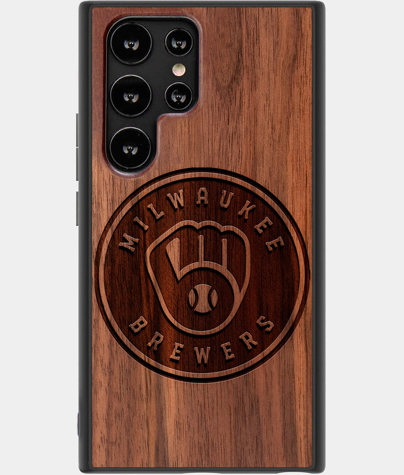 Best Wood Milwaukee Brewers Samsung Galaxy S23 Ultra Case - Custom Engraved Cover - Engraved In Nature