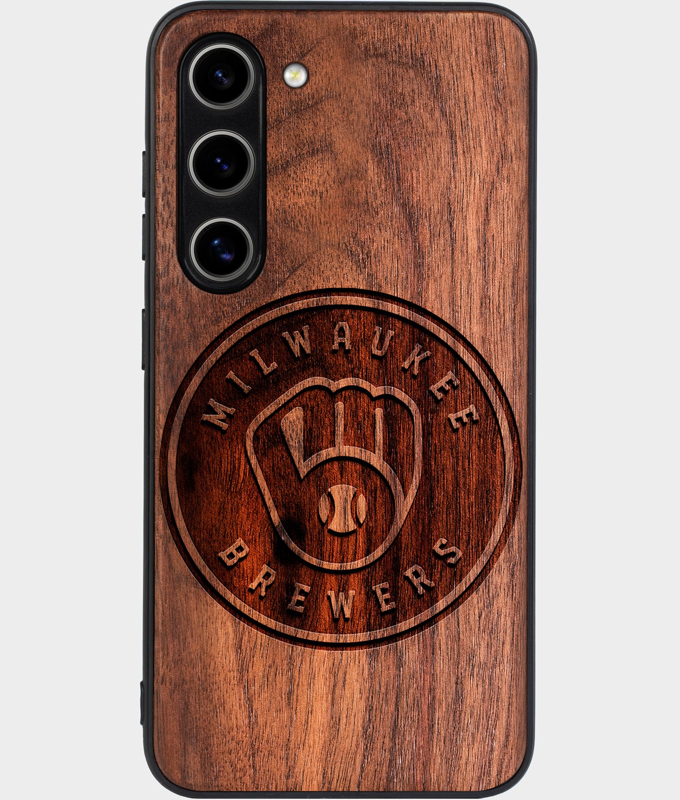 Best Wood Milwaukee Brewers Samsung Galaxy S24 Plus Case - Custom Engraved Cover - Engraved In Nature