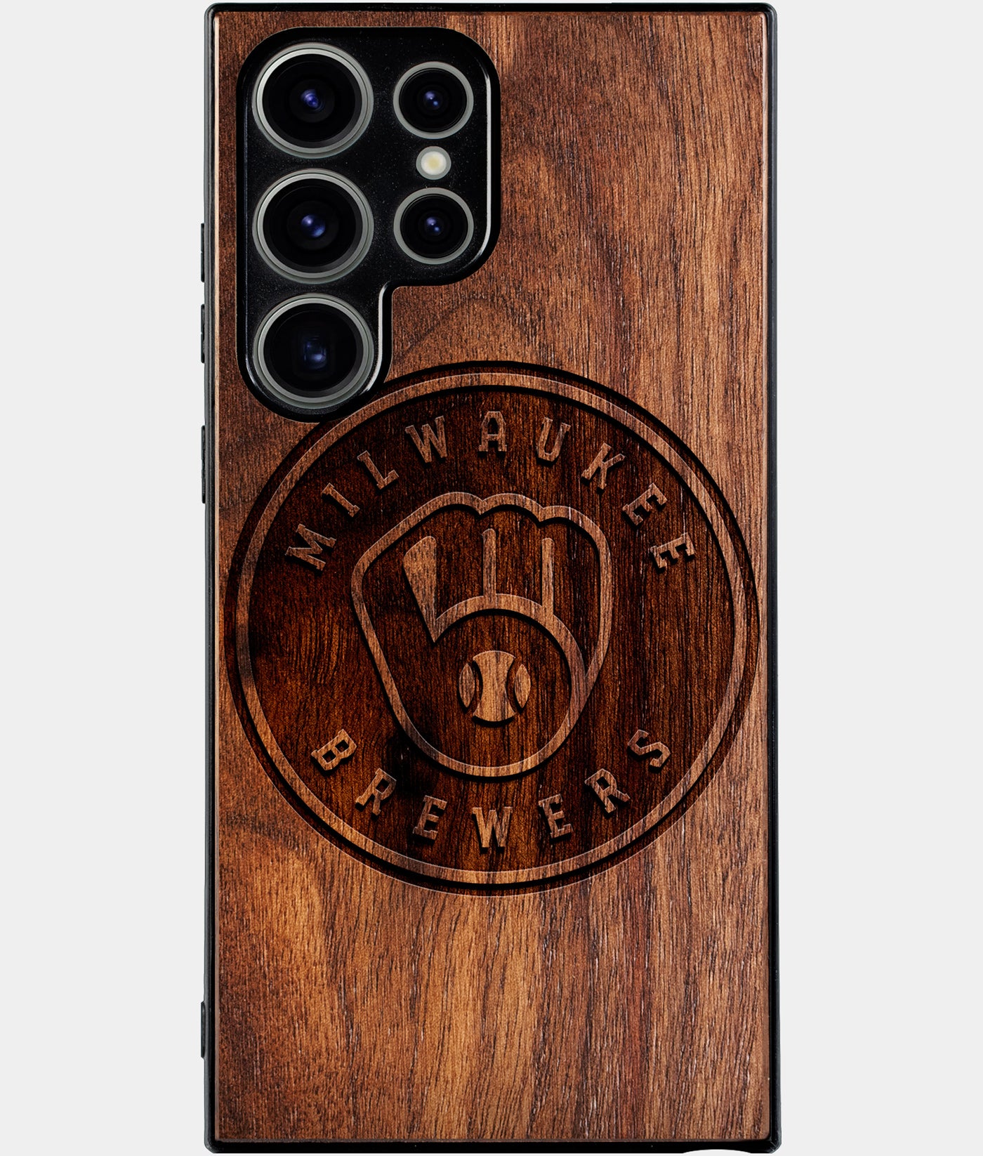 Best Wood Milwaukee Brewers Samsung Galaxy S24 Ultra Case - Custom Engraved Cover - Engraved In Nature