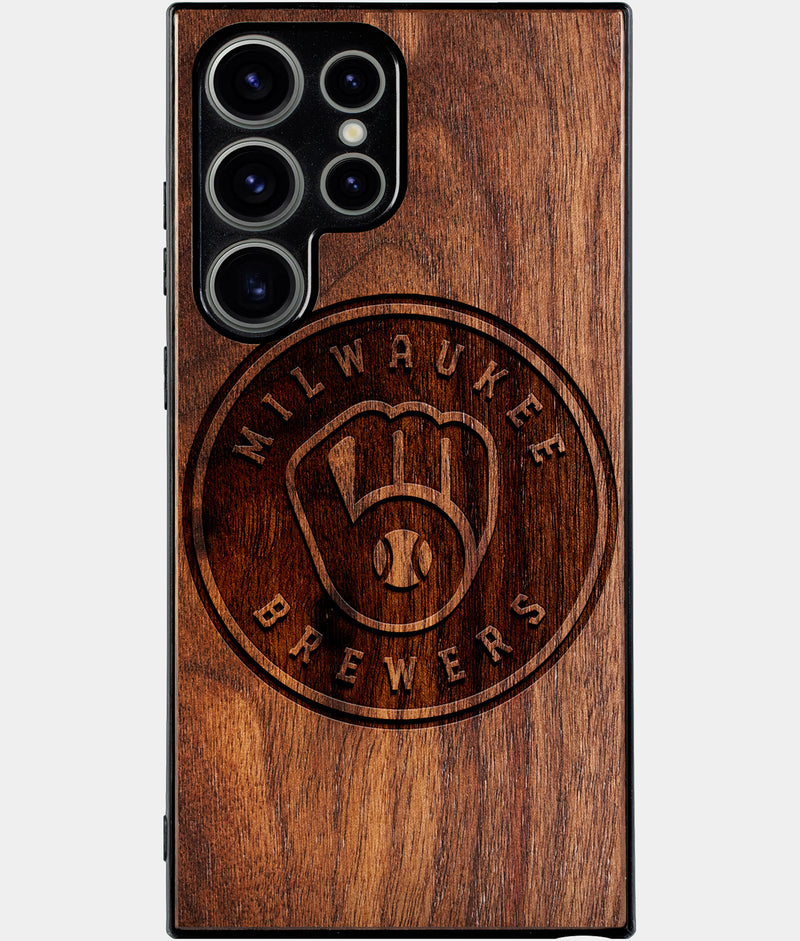 Best Wood Milwaukee Brewers Samsung Galaxy S24 Ultra Case - Custom Engraved Cover - Engraved In Nature