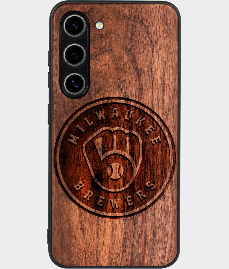 Best Wood Milwaukee Brewers Samsung Galaxy S24 Case - Custom Engraved Cover - Engraved In Nature