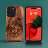 Custom Milwaukee Bucks iPhone 15/15 Pro/15 Pro Max/15 Plus Case - Carved Wood Bucks Cover