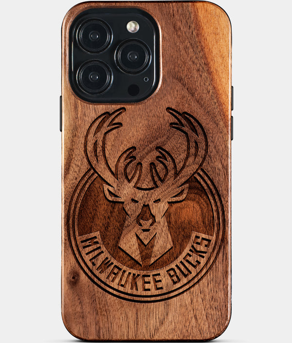 Custom Milwaukee Bucks iPhone 15/15 Pro/15 Pro Max/15 Plus Case - Wood Bucks Cover - Eco-friendly Milwaukee Bucks iPhone 15 Case - Carved Wood Custom Milwaukee Bucks Gift For Him - Monogrammed Personalized iPhone 15 Cover By Engraved In Nature