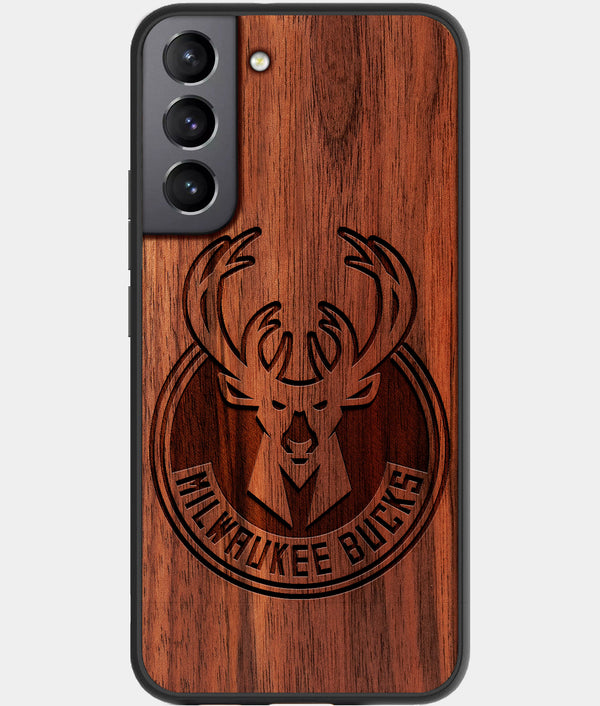 Best Walnut Wood Milwaukee Bucks Galaxy S21 FE Case - Custom Engraved Cover - Engraved In Nature