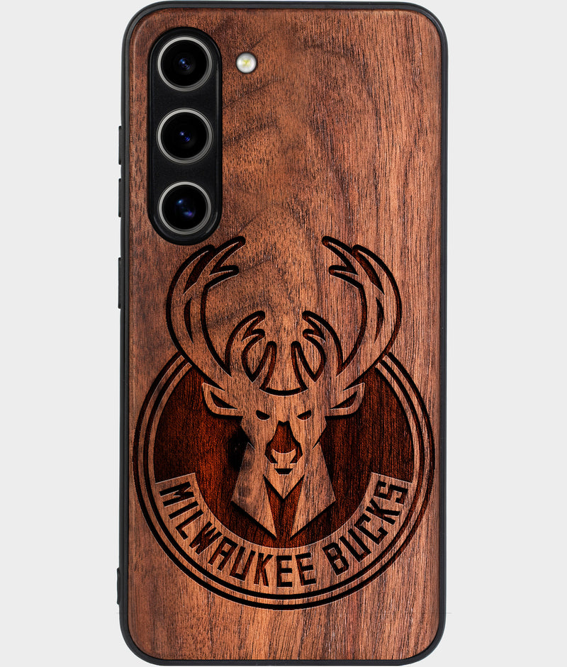 Best Wood Milwaukee Bucks Samsung Galaxy S24 Plus Case - Custom Engraved Cover - Engraved In Nature