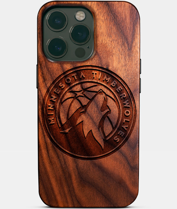 Custom Minnesota Timberwolves iPhone 14/14 Pro/14 Pro Max/14 Plus Case - Wood Timberwolves Cover - Eco-friendly Minnesota Timberwolves iPhone 14 Case - Carved Wood Custom Minnesota Timberwolves Gift For Him - Monogrammed Personalized iPhone 14 Cover By Engraved In Nature