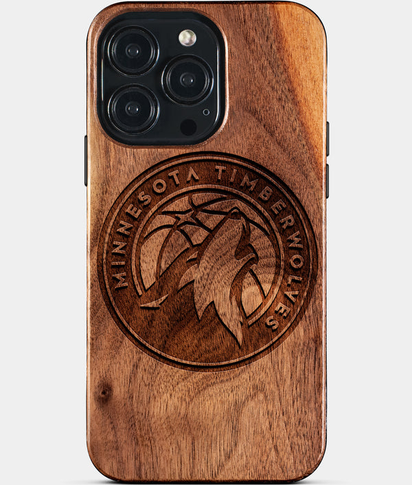 Custom Minnesota Timberwolves iPhone 15/15 Pro/15 Pro Max/15 Plus Case - Wood Timberwolves Cover - Eco-friendly Minnesota Timberwolves iPhone 15 Case - Carved Wood Custom Minnesota Timberwolves Gift For Him - Monogrammed Personalized iPhone 15 Cover By Engraved In Nature