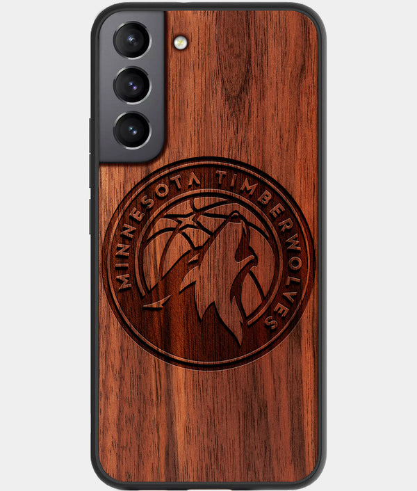 Best Walnut Wood Minnesota Timberwolves Galaxy S21 FE Case - Custom Engraved Cover - Engraved In Nature